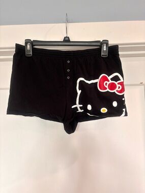 Y2K 2004 Hello Kitty Sanrio Black Elastic Waist Graphic Lounge/Pajama Shorts- L